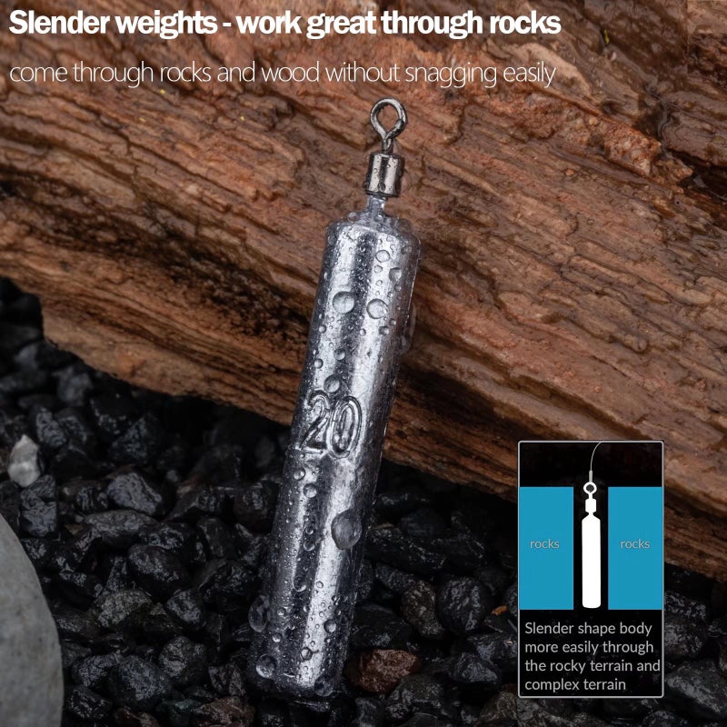 THKFISH أوزان الصيد من THKFISH، مجموعة أوزان الصيد، مجموعة أوزان الصيد، خطافات أحمق، خطافات الأوفست، أدوات صيد السمك E-28pcs-شكل نحيف - Image 4